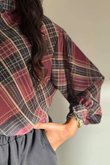 Ainsley Plaid Chiffon Blouse Burgundy
